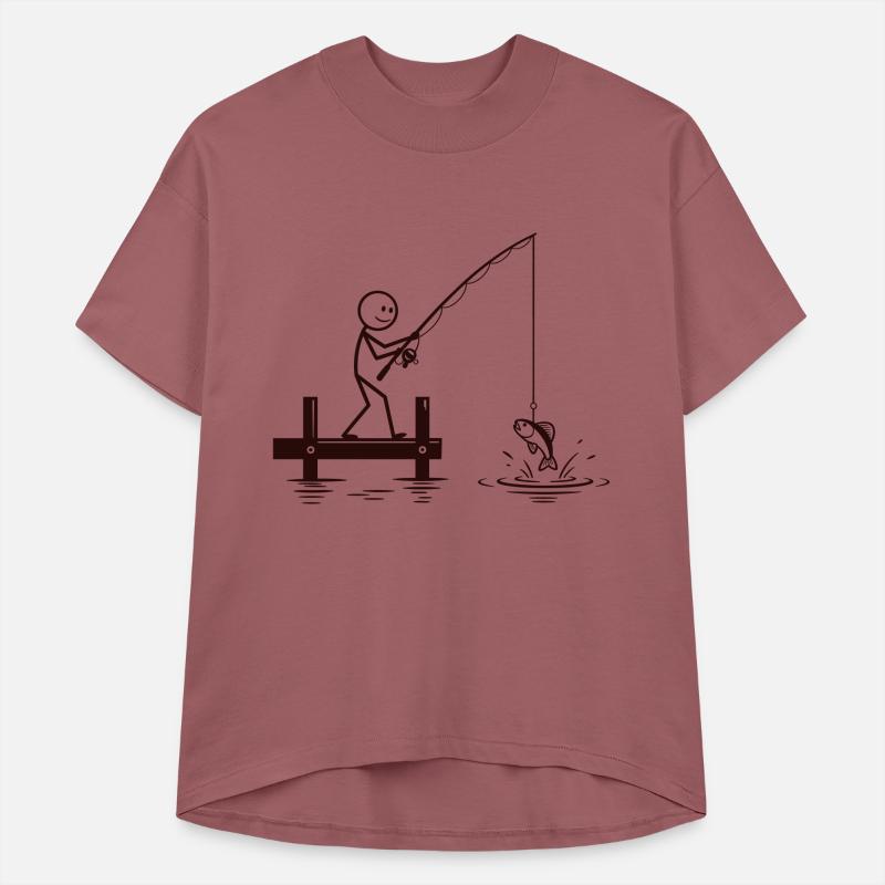Stick Figure Fishing vector one color