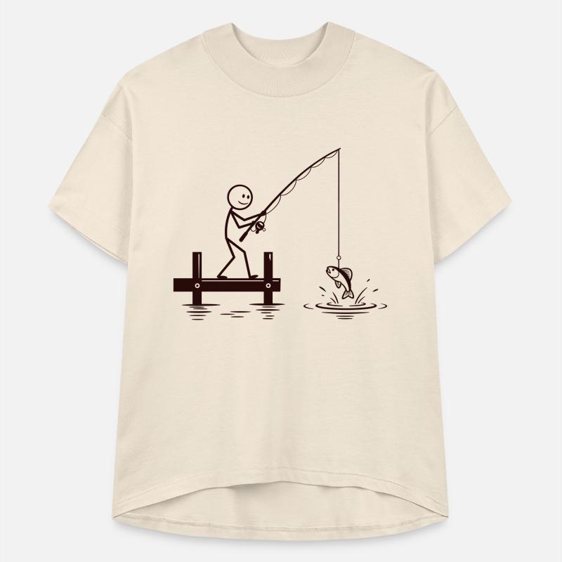 Stick Figure Fishing vector one color
