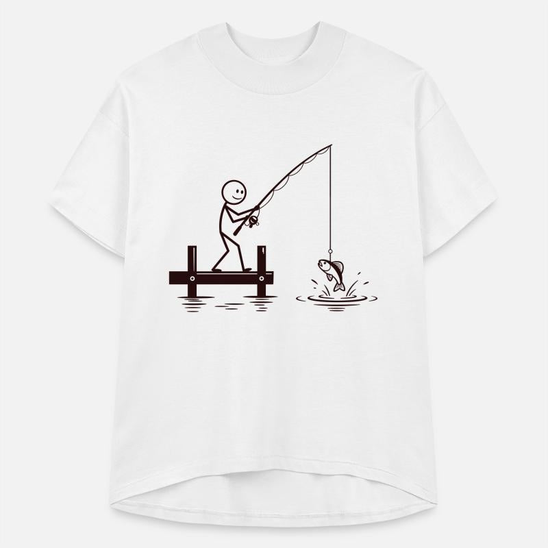 Stick Figure Fishing vector one color