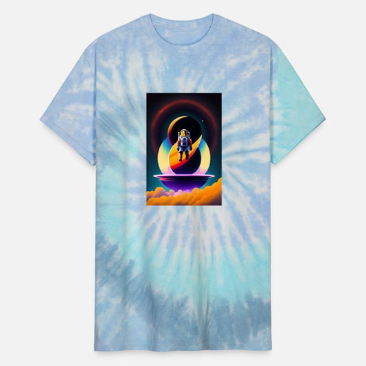 stylized 2d illustration of astronaut floating in