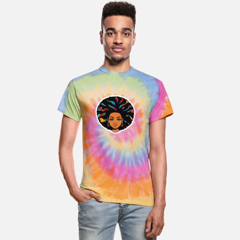 Stylized Cartoon Girl With Colorful Afro