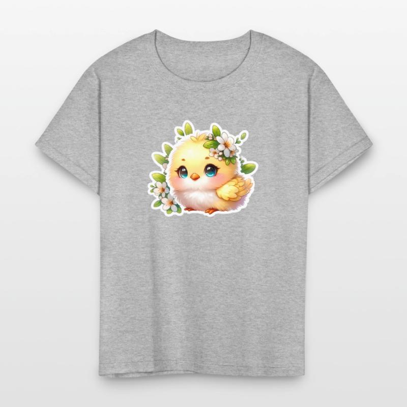 Sweet Easter Chick With Spring Flowers