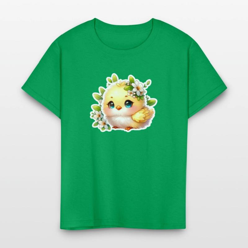 Sweet Easter Chick With Spring Flowers