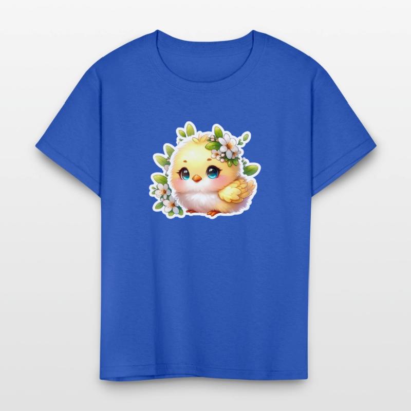 Sweet Easter Chick With Spring Flowers