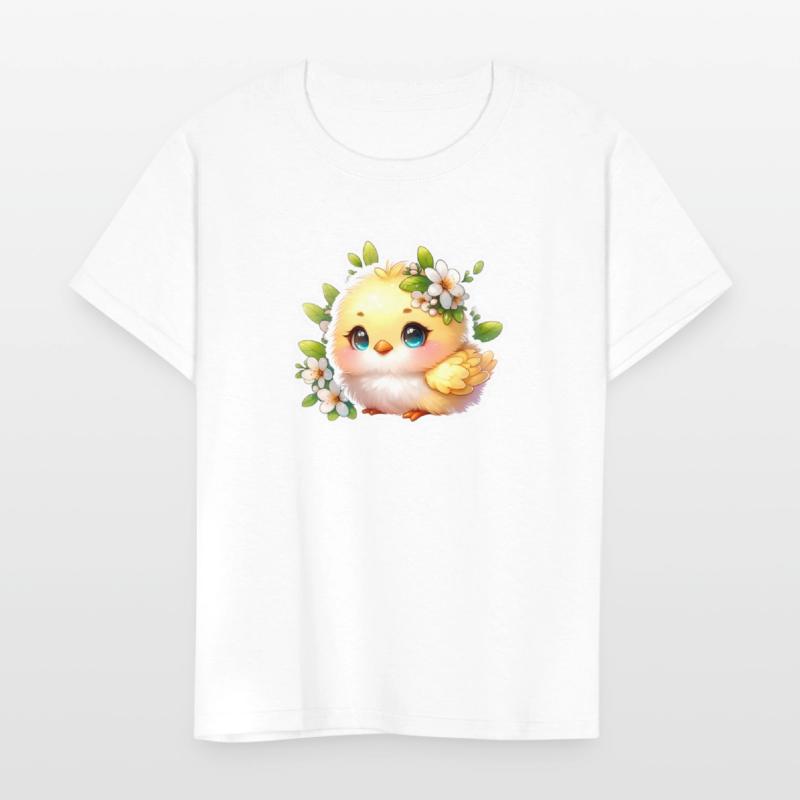 Sweet Easter Chick With Spring Flowers