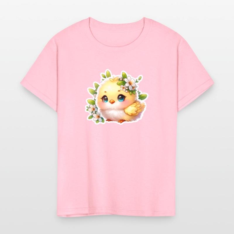 Sweet Easter Chick With Spring Flowers
