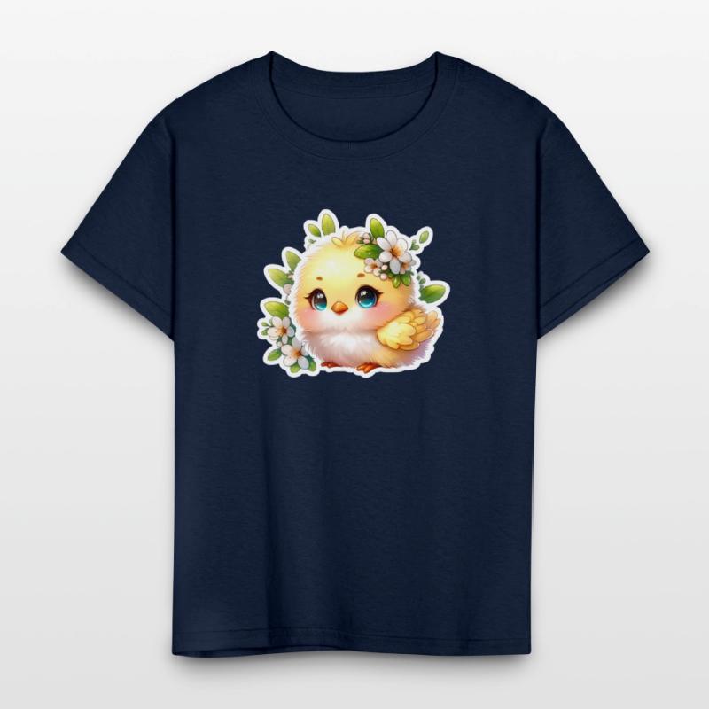 Sweet Easter Chick With Spring Flowers