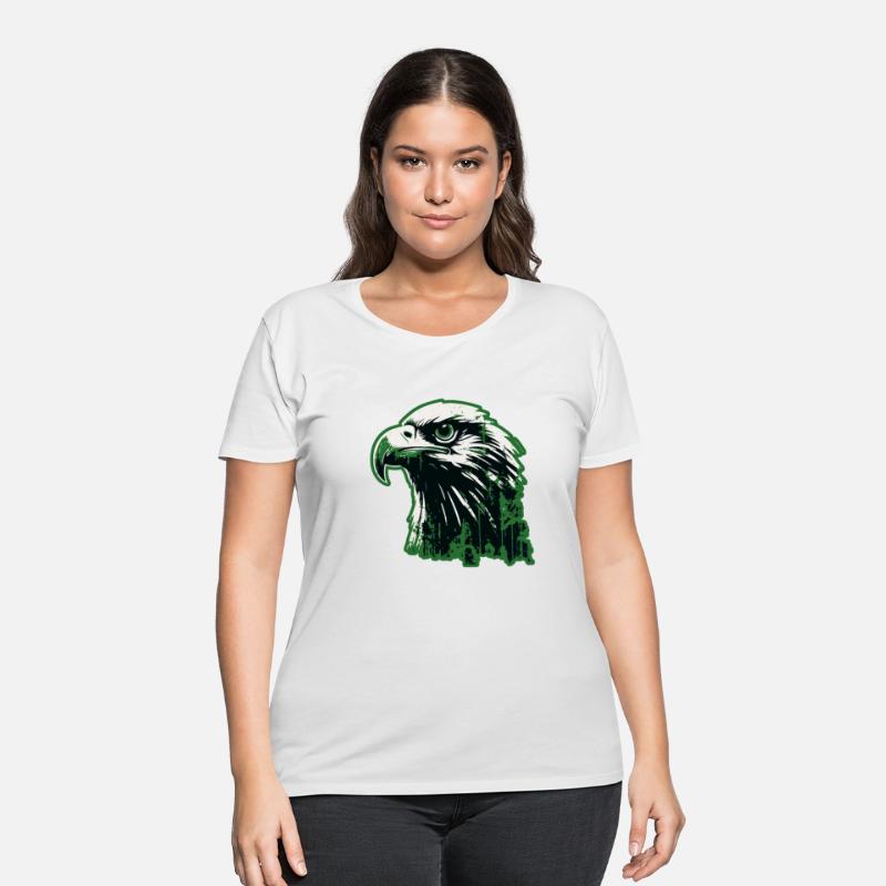 the Head of a Green Eagle in Grunge Print in the S