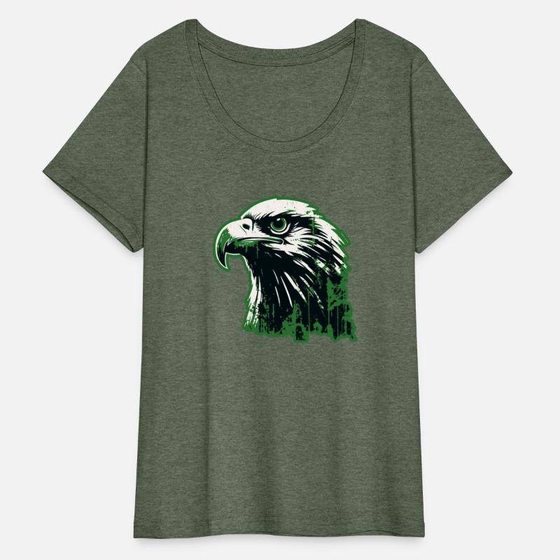 the Head of a Green Eagle in Grunge Print in the S