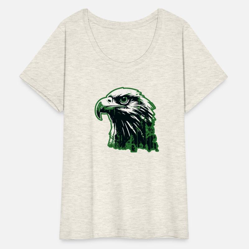 the Head of a Green Eagle in Grunge Print in the S