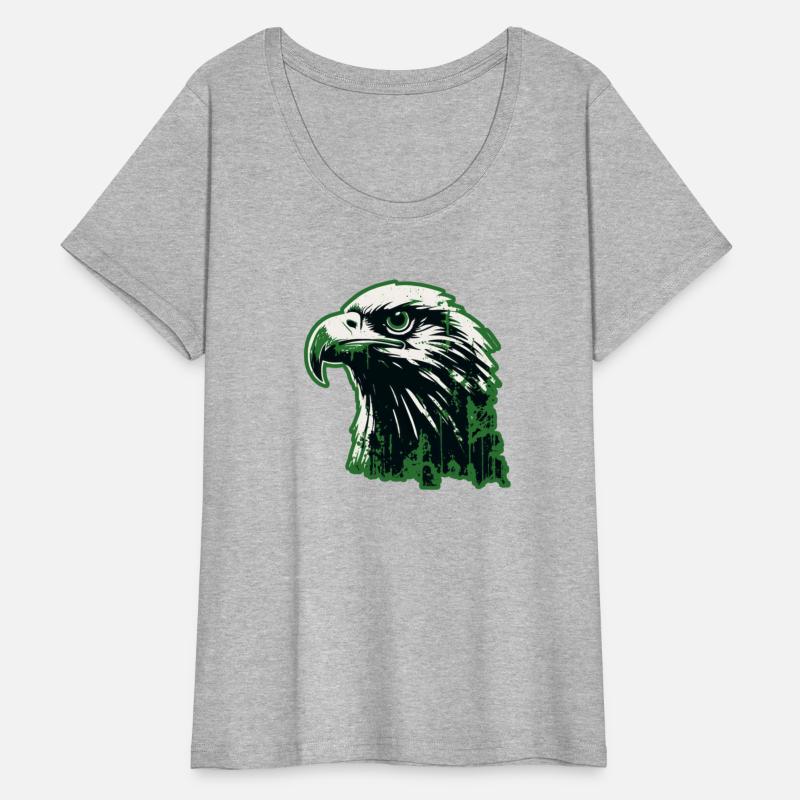 the Head of a Green Eagle in Grunge Print in the S