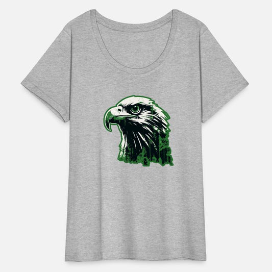 the Head of a Green Eagle in Grunge Print in the S