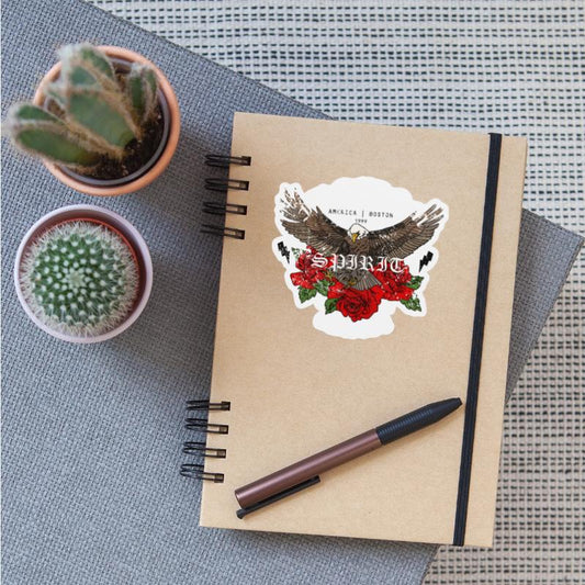 Vintage Eagle Spirit Design with Roses and Lightni